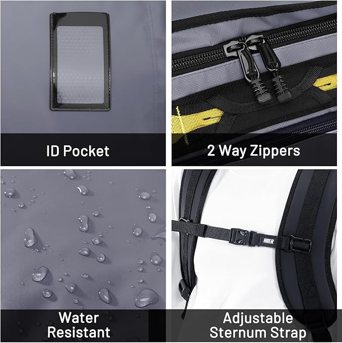 MIER Large Duffel Backpack Sports Gym Bag with Shoe Compartment, Heavy Duty and Water Resistant, Gray, 45L