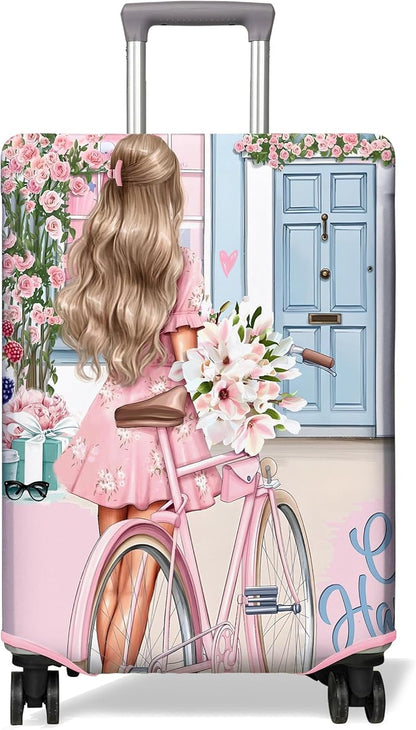 Travel Luggage Cover Suitcase Protector Fits 18-32 Inch Wheel Covers PatternedTravel Related Items Flower Luggage Protector Elastic M