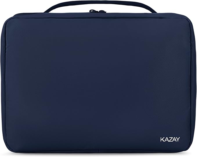 KAZAY Hanging Toiletry Bag with TSA Approved Detachable Pouch, Travel Toiletry Bag, Water Resistant, Premium Nylon, Travel Size Toiletries, Cosmetic Bag, Makeup Bag, Unisex (Navy)