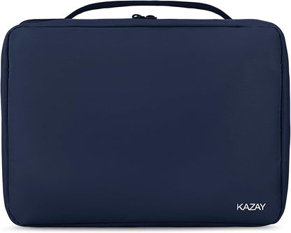 KAZAY Hanging Toiletry Bag with TSA Approved Detachable Pouch, Travel Toiletry Bag, Water Resistant, Premium Nylon, Travel Size Toiletries, Cosmetic Bag, Makeup Bag, Unisex (Navy)