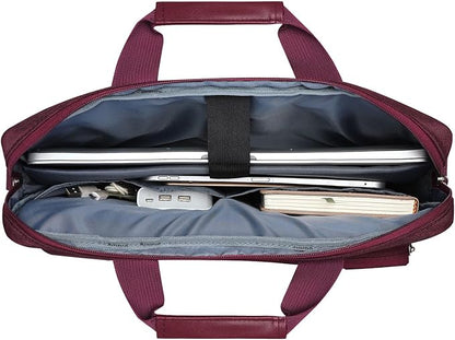 MOSISO Laptop Shoulder Bag 15.6 inch, 15-15.6 inch Computer Bag Compatible with MacBook Pro 16 inch, HP, Dell, Lenovo, Notebook with 2 Raised&1 Flapover&1 Horizontal Pocket&Handle&Belt, Wine Red