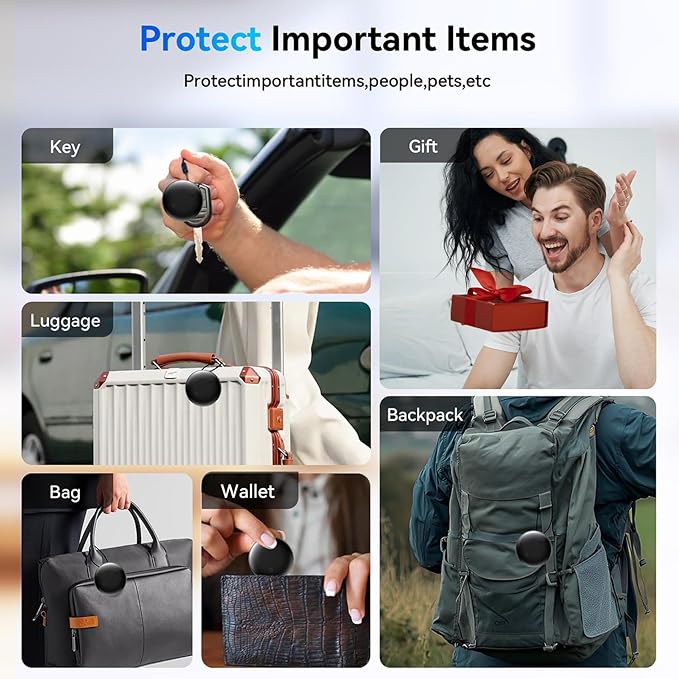 Air Tracker Tags for Android or iOS, Dual System Air Smart Tags-4 Pack, Compatible with iOS Find My or Google'S Find Hub App, Bluetooth Tracker Tag Item Finder for Keys,Luggages,Backpack,Wallet