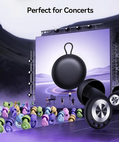 Ear Plugs for Sleeping Noise Cancelling 50dB Concert Earplugs for Noise Reduction Reusable Soft Silicone Ear Plugs for Snoring Shooting Work Motorcycle Airplane Musician with 7 Eartips Case Black