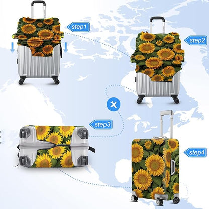 FOREVER QUEEN Sunflower Luggage Cover Suitcase Protector Suitcase Cover Anti-Scratch,Stretchable Bag Cover Washable Durable Polyester