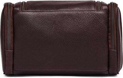 Leatherology Premium Espresso Small Hanging Toiletry Kit – Compact Leather Travel Organizer with Interior Zip Pockets, Mesh Pouches & Hanger | Full-Grain Leather Toiletry Bag for Men & Women