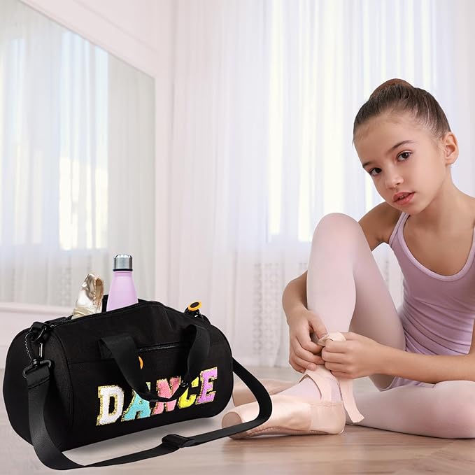 Dance Ballet Bag for Girls Sport Gym Duffle Bags Overnight Travel Bags Fun Dance Workout Duffel Bag Toddler Cute Bag for Dancers, Girls, Teens, Student Athletes