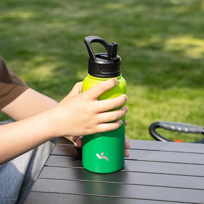 40oz Insulated Water Bottle Stainless Steel Sport Bottles with 3 Lids,Bamboo Grove