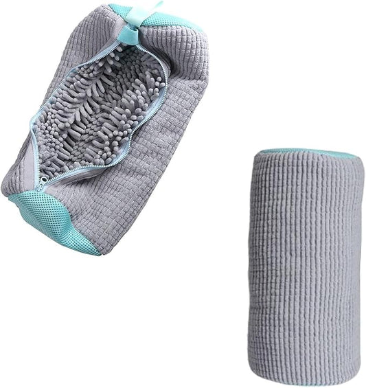 Shoes Laundry Bag Keep Shoes Clean, 2 Pcs Set - Shoe Wash Bag for Washing Machine, 360° Wrap Shoe Washing Bag for Sneakers, Boots & Delicate Footwear, Reusable Shoe Cleaning Bag (Grey)