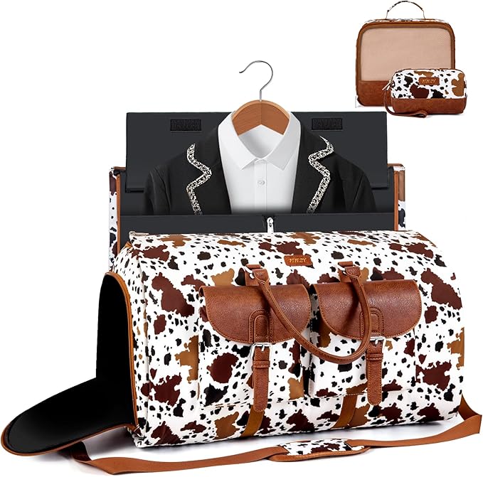 Garment Duffel Bag for Travel - Convertible Carry on Garment Duffel Travel Bag for Women Men Large Weekender Bag with Shoes Pouch 2 in 1 Hanging Suit Travel Duffel Bag 3pcs Set