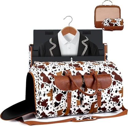 Garment Duffel Bag for Travel - Convertible Carry on Garment Duffel Travel Bag for Women Men Large Weekender Bag with Shoes Pouch 2 in 1 Hanging Suit Travel Duffel Bag 3pcs Set