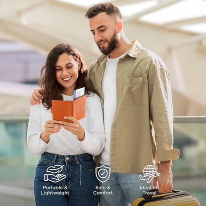 VULKIT Leather Passport Travel Wallet for 2 Passports Pocket Slim Double Passport Holder RFID Blocking with ID Window for Women or Men