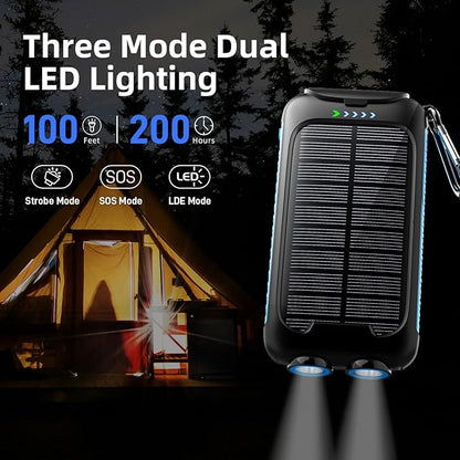 Solar Charger Power Bank 49800mAh - Portable Fast Charging Power Bank with Type-C & Dual USB Ports, Compatible with iPhone, Samsung & More, Waterproof Solar Panel for Camping, Hiking, and Outdoor Use