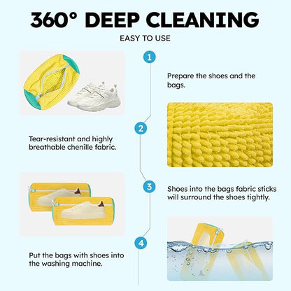 Shoe Washing Machine Bag: Shoe Bag for Washing Machine - Reusable Shoe Cleaning Bag for Sneaker Tennis Shoes Unstain Cleaner Kit