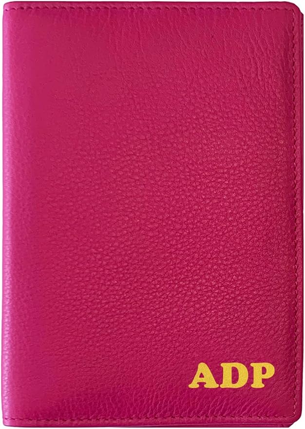 Personalized Monogrammed Bright Pink Leather RFID Passport Wallet