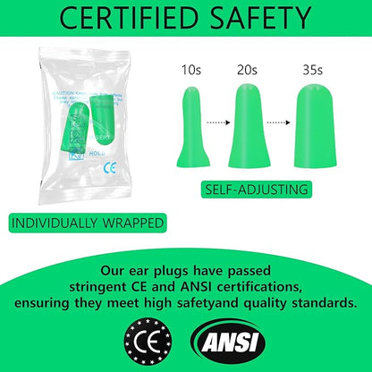 Quality Foam Earplugs 200 Pair - 32dB Noise Cancelling Soft High Decibel Ear Plugs for Noise Reduction Ear Protection Concerts Loud Music