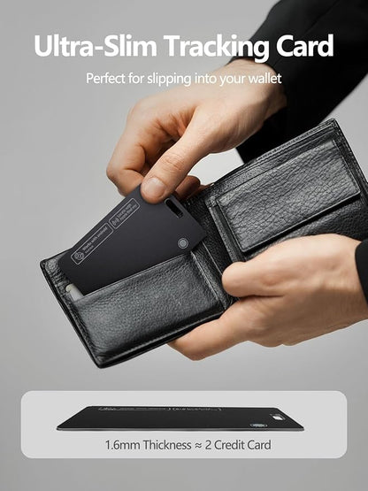 Wallet Tracker Card for Apple & Android, Find My Credit Card Tracker for Wallet, Luggage, Passport, Rechargeable Tracking Card Works with Apple Find My & Google's Find Hub (Black, 1 Pack)