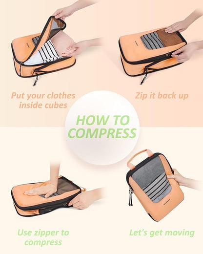 BAGSMART Compression Packing Cubes for Travel, 6 Set/5 Set/4 Set, Compression Suitcase Organizer Bags Set for Suitcases Travel Essentials, Lightweight Packing Organizers