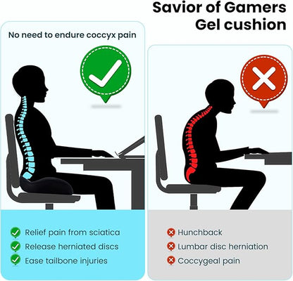 CXC Seat Cushion: Extra Thick Memory Foam with Cooling Gel & ComfortCurve Ergonomic Design - Donut Pillow for Tailbone Pain Relief, Sciatica Support, Orthopedic Office Chair Cushion, Wheelchair.