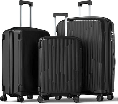 Nazhura Luggage Set, 3-Piece Hardside Suitcase Set, 20-inch Carry On, 24-inch, 28-inch Luggage