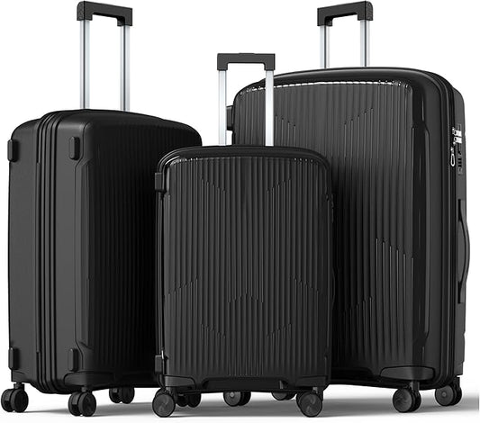 Nazhura Luggage Set, 3-Piece Hardside Suitcase Set, 20-inch Carry On, 24-inch, 28-inch Luggage