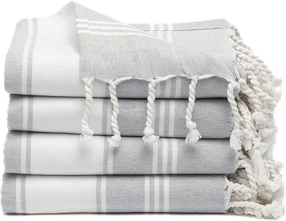 Cotton Turkish Beach Towel Towels Oversized 36"x72" Pool Absorbent Extra Large Quick Dry Sand Travel Towel (Light Grey, 4 Pack)