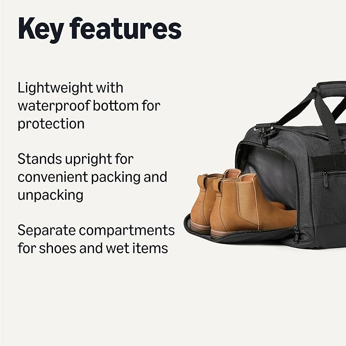 Amazon Essentials Lightweighted Carry-on Duffel with Wet pocket & Shoe Compartment 25 inches Black
