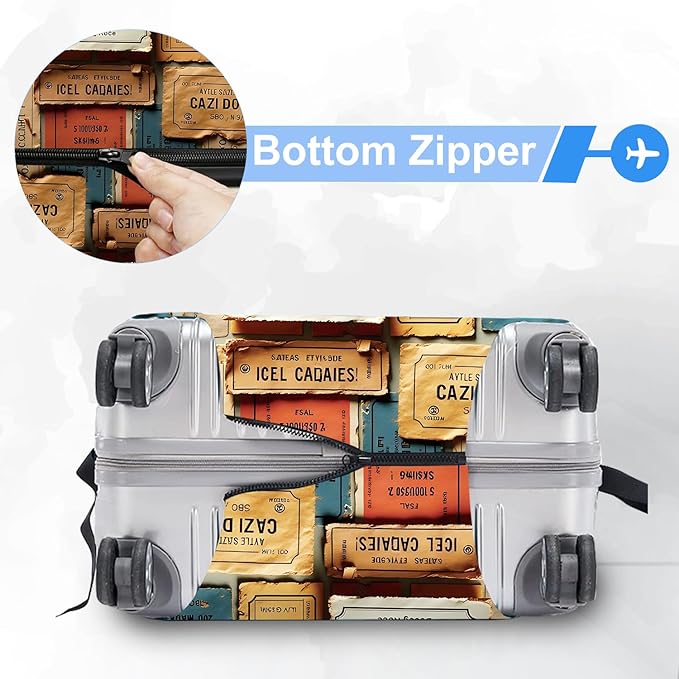 ANNA QUEEN Travel Luggage Cover Suitcase Protector Suitcase Cover Anti-Scratch,Stretchable Bag Cover Washable Durable Polyester with Elastic Hem with Zipper Closure