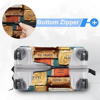 ANNA QUEEN Travel Luggage Cover Suitcase Protector Suitcase Cover Anti-Scratch,Stretchable Bag Cover Washable Durable Polyester with Elastic Hem with Zipper Closure