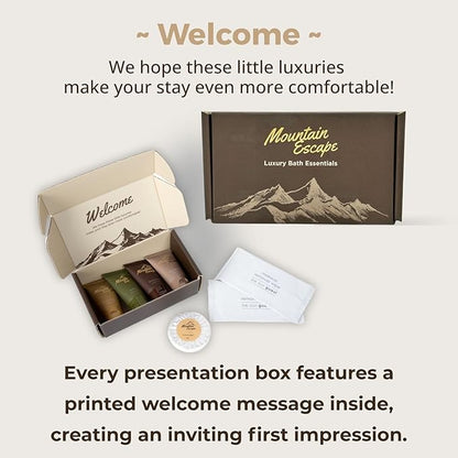 20 Display Ready Boxed Amenity Kits with Premium Hotel Toiletry Essentials - 1 oz Shampoo, Conditioner, Body Wash, Body Lotion, 1.2 oz Guest Soap & 2 Makeup Remover Wipes - Air bnb & Vacation Rentals
