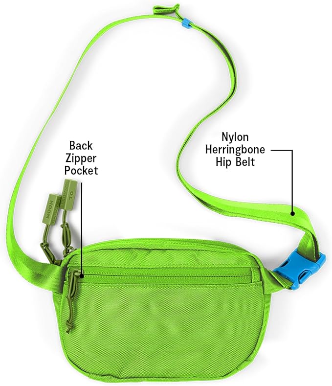 Baboon to the Moon Fanny Pack - Trendy, Compact, Water-Repellent Waist Bag in Multiple Colors and Sizes for Men and Women (Lime Breeze, Mini (1.5L))