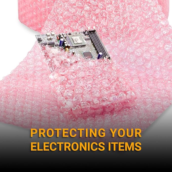 Pacific Mailer 2-Pack Anti-Static Bubble Cushioning Wrap Rolls, 3/16" x 17" x 72' ft Total [2 Rolls of 36 Feet] Perforated Every 12", 20 Fragile Stickers for Packaging, Shipping, Mailing