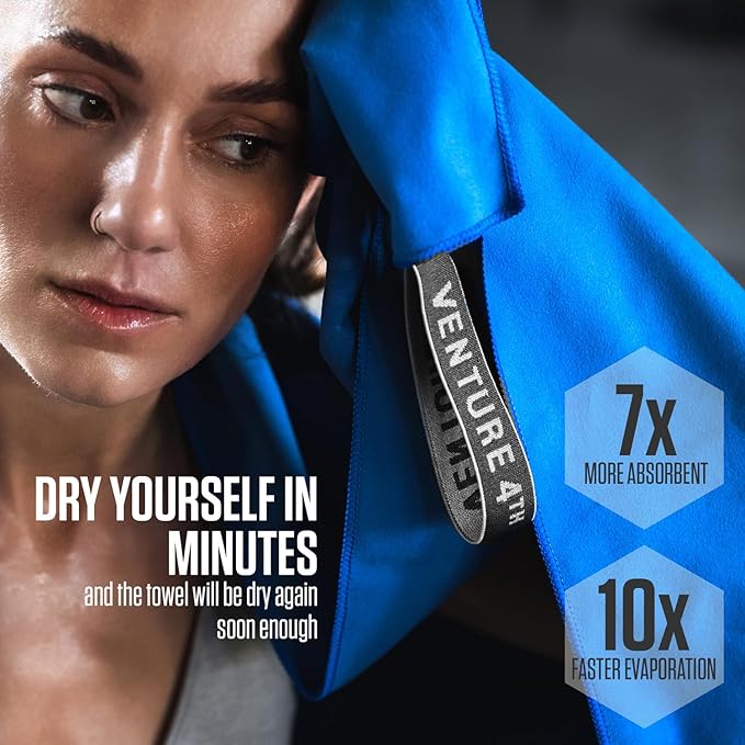 VENTURE 4TH - 4pcs Quick Dry Towels. Microfiber Travel Towels Ideal for Camping, Hiking, Backpacking, Gym. Lightweight & Fast Drying Travel Towels for Body. Compact & Easy to Pack - 4 Pack Medium
