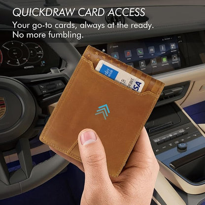 Full Grain Leather Wallet for Men, RFID Blocking, Mens Wallet Bifold with 2 ID Windows, Billfold with 13 Card Slots, Leather Gift for Men, American Flag Wallet Brown