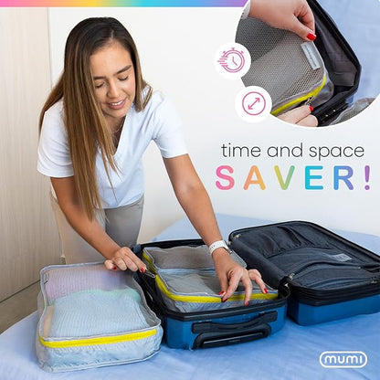 MUMI Packing Cubes – 5-Piece Compression Packing Cubes for Travel, Luggage Organizers for Suitcases, Carry-On Bags, Backpacks, and Duffel Bags – Space-Saving Travel Essentials - Yellow