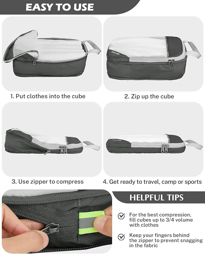 Compression Packing Cubes, Gonex Extensible Storage Mesh Bags Organizers