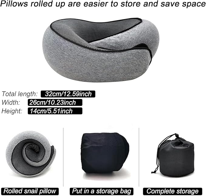 Travel Pillow, Travel Neck Pillow, 360 Degree Comfort and Breathability, Airplane Travel Neck Pillow, Stowable U-Shaped Pillow (Black)