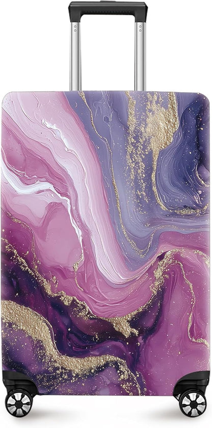 ANNA QUEEN Purple Marble Luggage Cover, Elegant Abstract Art Suitcase Protector, Stretchable Washable Travel Sleeve for 28-30 Inch Luggage