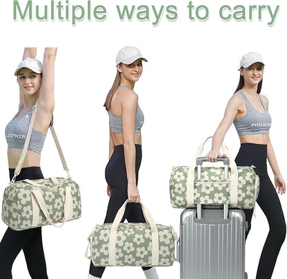 BLUBOON Duffle Bag Girls Kids Cute Gym Bag with Shoes Compartment & Wet Separation Waterproof Sports Overnight Travel Bag