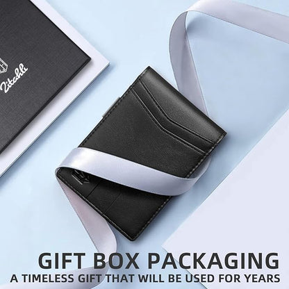 Zitahli Money Clip Wallets for Men,Slim Bifold Wallet 10-12 Cards, Mens Leather Wallet with ID Window,RFID Blocking Thin Minimalist Credit Card Holder,Gifts for Him