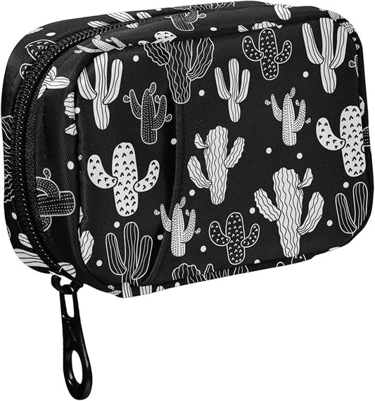Fustylead Cartoon Cactus Pill Organizers 2 Times A Day Pill Case Bag with Zipper Portable Weekly Pill Dispensers for Vitamin Supplement