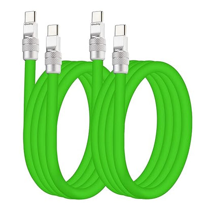 chubbycable USB C Cables 2 Pack [3.3ft + 6.6ft], 240W Fast Charging Cable Soft Silicone C to C Charger Cord Compatible with iPhone 17-15 Series, MacBook, Samsung, iPad, Green, Type-C to Type-C