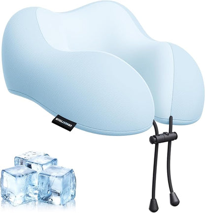 Travel Pillow for Airplane Memory Foam Neck Pillow, Soft & Support Travel Pillow for Travelling, Sleeping Rest, Car, Train and Home Use (Blue)