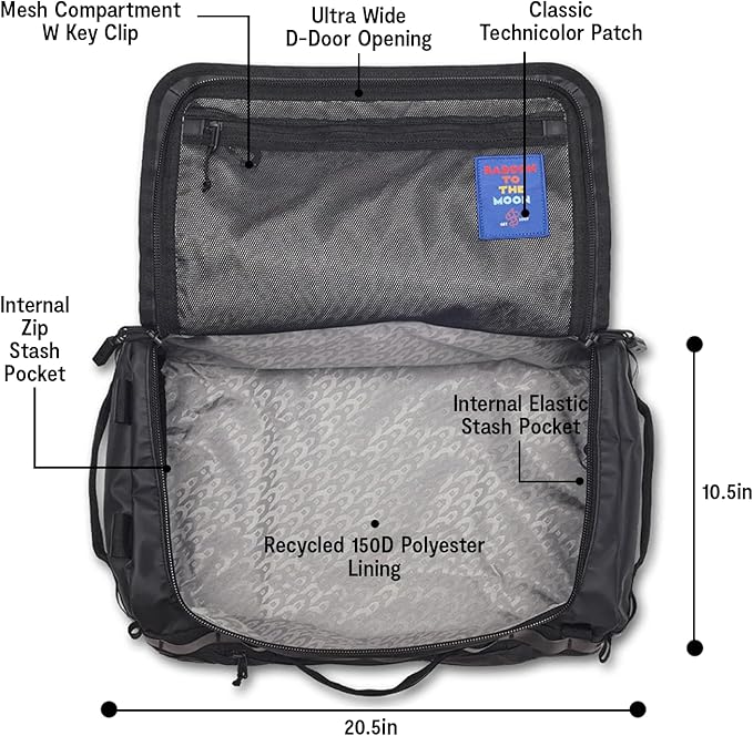 Baboon to the Moon Go-Bag Mini 32L – Detachable Straps, Small Duffle Bag for Travel, Gym Bag for Women, Mens Travel Bag, Duffel Bags for Traveling, Travel Duffel Bags for Women (Black)