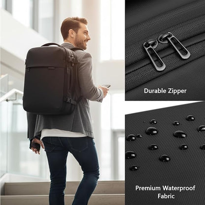 Vacuum Seal Travel Backpack 45L - Expandable Air Compression System, Water-Resistant, Carry-On Suitcase Luggage with TSA Lock Fits 18" Laptop - Vacuum Pump Included(Black)