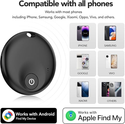 2025 Upgraded Dual-System Tracker for iOS or Android, Bluetooth Smart Tracking Tag/Luggage Tracker/Key Finder/Item Locator/Backpack/Bicycle,(Black)