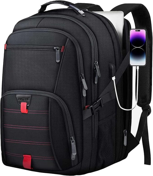 Extra Large Backpack, 18.4 Inch Travel Laptop Backpacks for Men Women with USB Port, 55L Anti Theft Water Resistant College Bussiness TSA Airline Approved Work Computer Backpack, Black