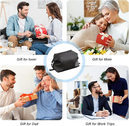 Vomgomfom 3L 6.5 Inch Silicone Toiletry Bag, Waterproof Leakproof Travel Cosmetic Organizer, Adjustable G-Buckle Compression Dopp Kit, Foldable Makeup Bag for Women & Men, Black