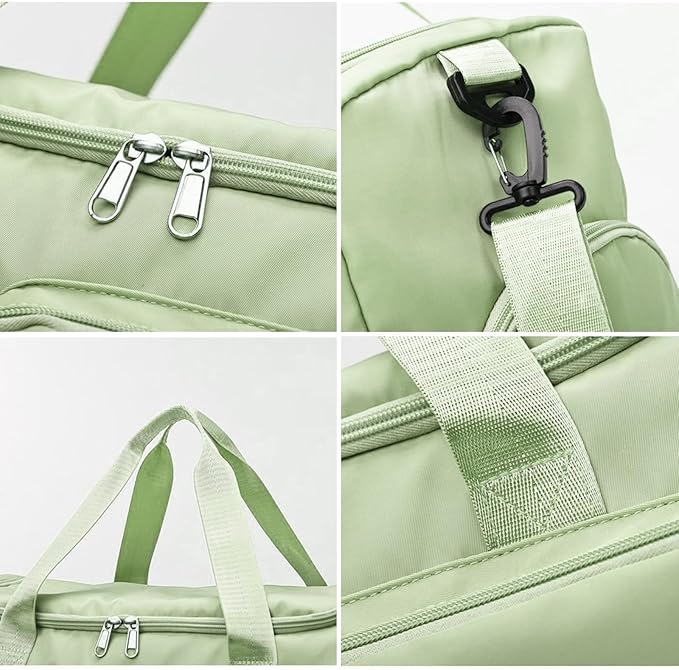 Travel Duffel Bag with Shoes Compartment Sports Gym Bag with Dry Wet Separated Pocket for Men and Women, Overnight Bag Weekender Bag Training Handbag Yoga Bag - Green