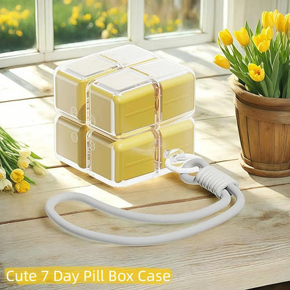 Weekly Pill Organizer, Travel 7 Day Pill Box Case with Magnetic Design, Easy Open Pill Container for 8 Compartments Portable Pill Case Medicine Holder for Vitamins Medication (Blue)