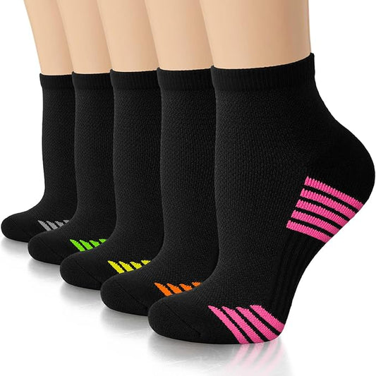 5 Pairs Copper Compression Socks for Women & Men - Ankle Plantar Fasciitis Arch Support Running Socks for Athletic